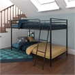 DHP Junior Modern Metal Twin over Twin Low Bunk Bed for Kids in Black