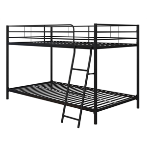 DHP Junior Modern Metal Twin over Twin Low Bunk Bed for Kids in Black
