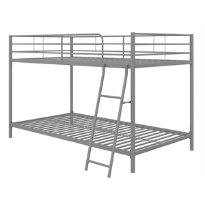 dhp junior modern metal gray twin over twin low bunk bed for kids