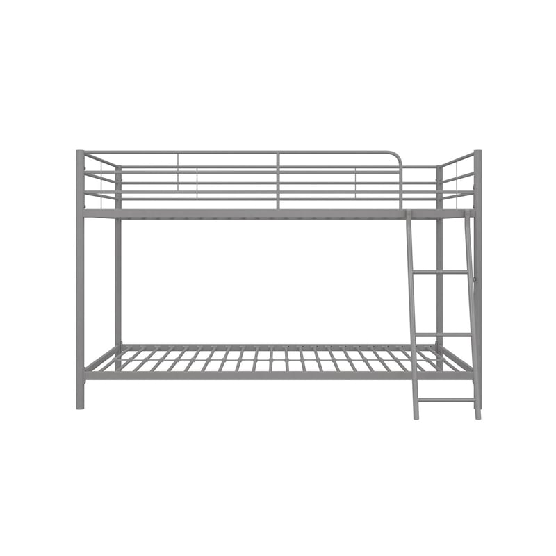 DHP Junior Modern Metal Gray Twin over Twin Low Bunk Bed for Kids