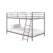 DHP Junior Modern Metal Gray Twin over Twin Low Bunk Bed for Kids