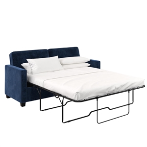 signature sleep casey full loveseat sofa sleeper with mattress in blue velvet
