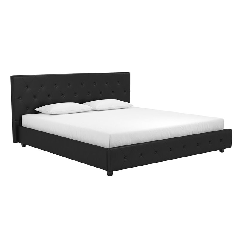 DHP Dakota Upholstered Platform Bed in King Size Frame in Black