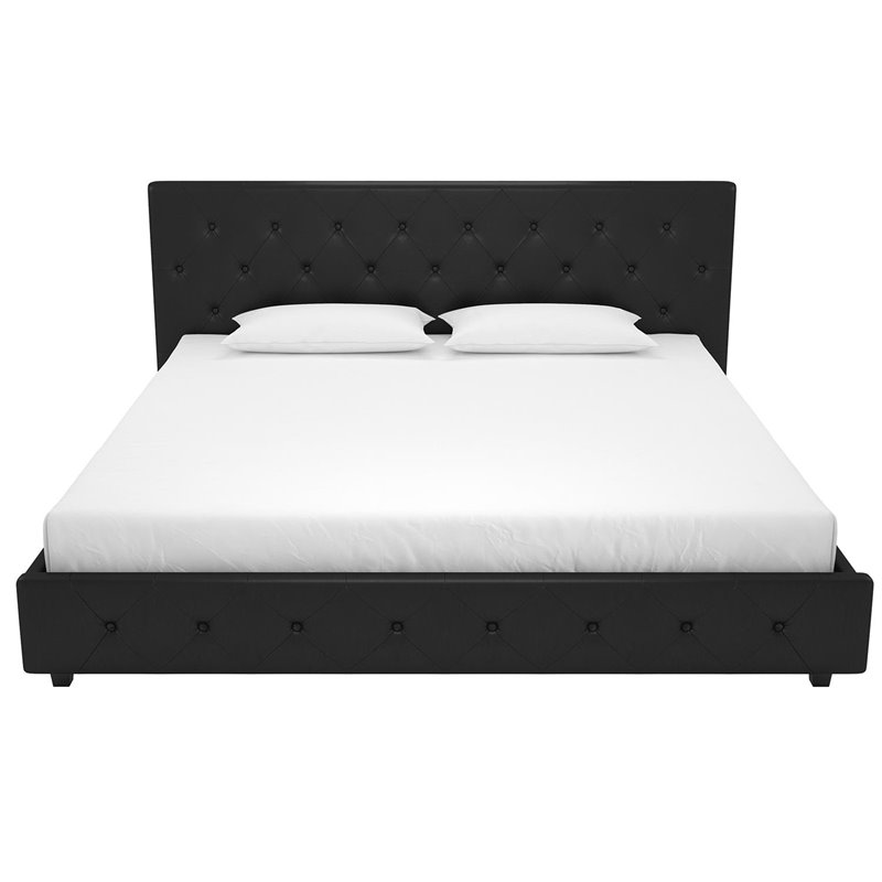 DHP Dakota Upholstered Platform Bed in King Size Frame in Black