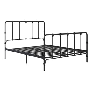LikeHome Lida Farmhouse Metal Bed with Under Bed Storage in Queen Frame in Black