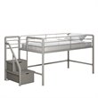 DHP Junior Metal Loft Bed with Storage Steps in Twin Size in Silver/Gray