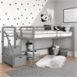 DHP Junior Metal Loft Bed with Storage Steps in Twin Size in Silver/Gray