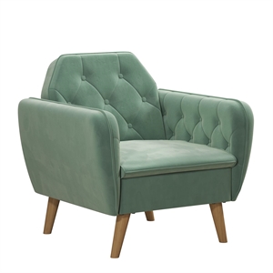 novogratz teresa memory foam living room accent chair in light green velvet