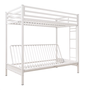 dhp miles twin over futon metal bunk bed with ladder for kids in white