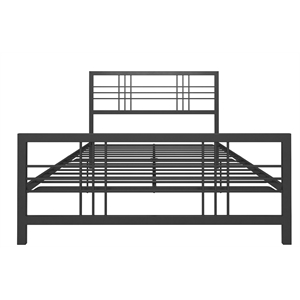 dhp arcadia metal bed full size frame with adjustable under bed storage in black