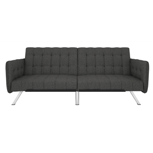 dhp emily convertible futon and sofa sleeper in grey linen