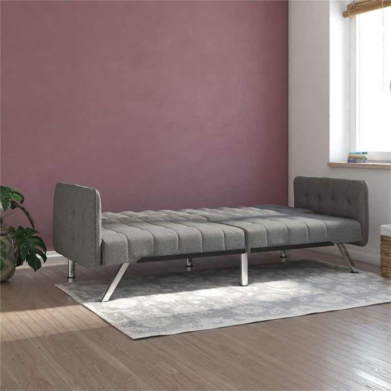 DHP Emily Convertible Futon and Sofa Sleeper in Grey Linen