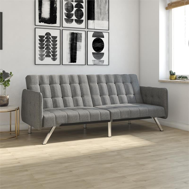 DHP Emily Convertible Futon and Sofa Sleeper in Grey Linen