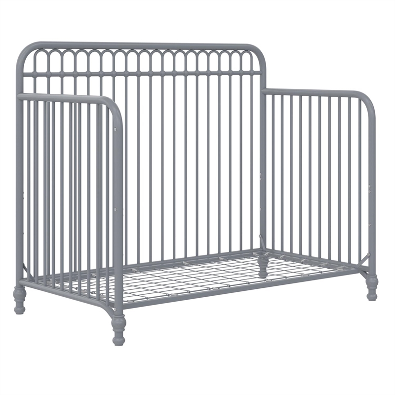 Little Seeds Ivy 3-in-1 Convertible Metal Crib Nursery Furniture in Dove Gray