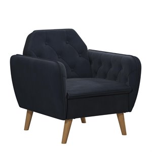 novogratz teresa memory foam accent chair living room furniture in blue velvet