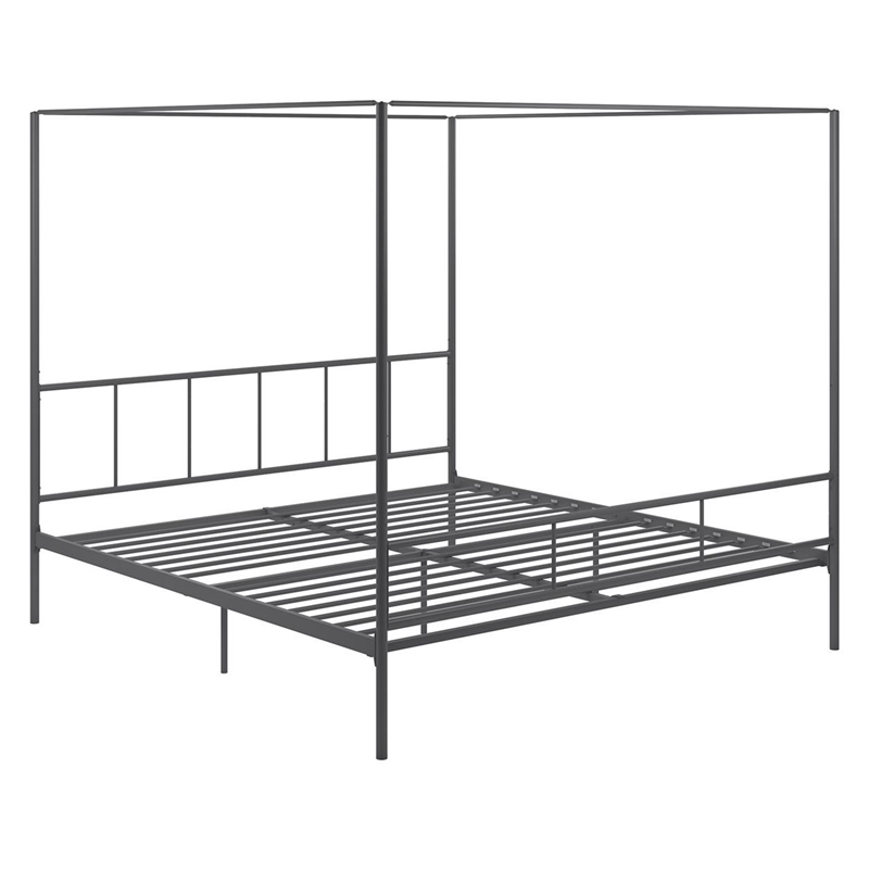 Novogratz Marion King Canopy Bed in Gunmetal Grey