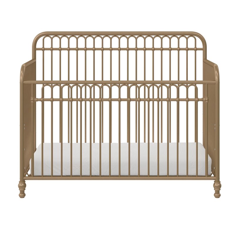 Little Seeds Modern Ivy 3 in 1 Convertible Metal Crib Nursery Furniture in Gold