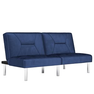 dhp mara futon in convertible sofa bed and couch in blue velvet