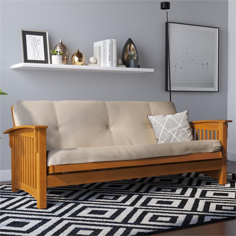 DHP Eve 6 Inch Full High Density Polyester Fill Futon Mattress in Tan Microfiber