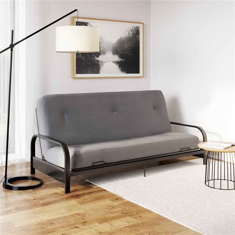 DHP Carson 6 Inch  High Density Polyester Fill Futon Mattress Full Size in Gray