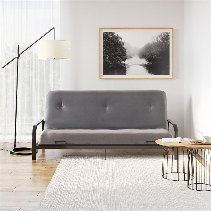 DHP Carson 6 Inch  High Density Polyester Fill Futon Mattress Full Size in Gray