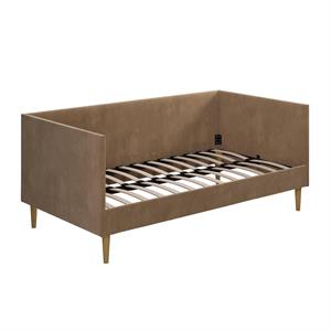 dhp franklin mid century upholstered daybed twin size in tan velvet