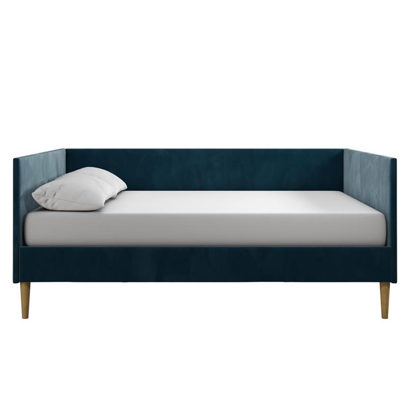 DHP Franklin Mid Century Upholstered Daybed Full Size in Blue Velvet