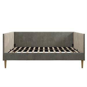 dhp franklin mid century upholstered daybed full size in gray velvet