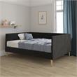DHP Franklin Mid Century Upholstered Daybed Full Size in Black Velvet