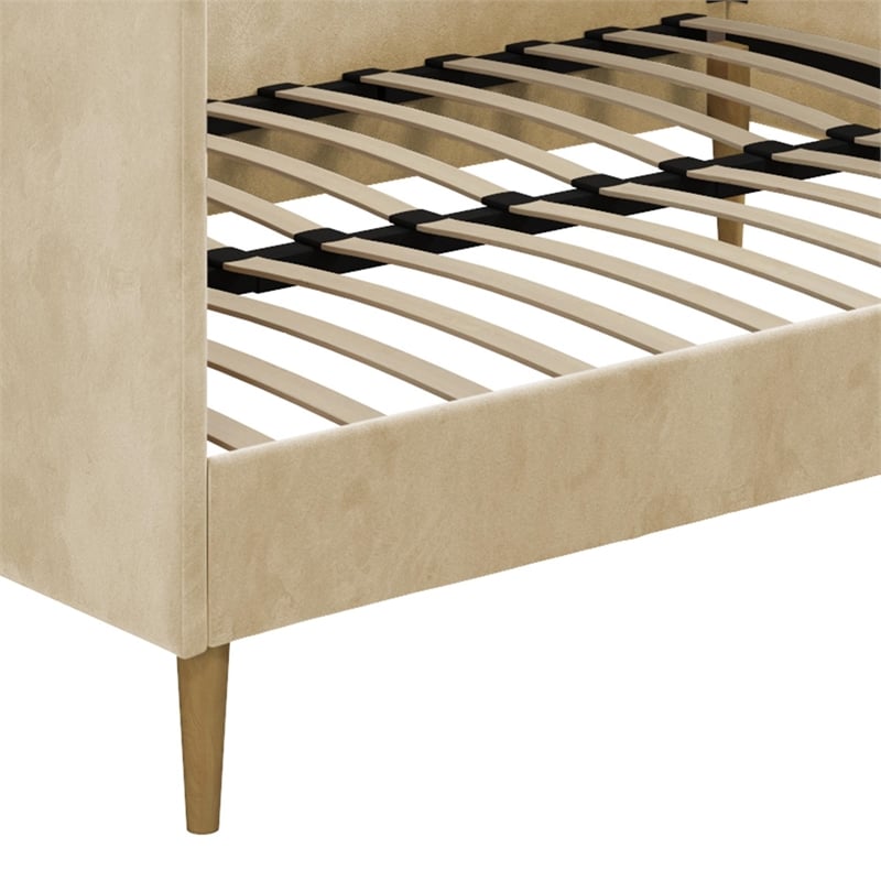 DHP Franklin Mid Century Upholstered Daybed Full Size in Tan Velvet