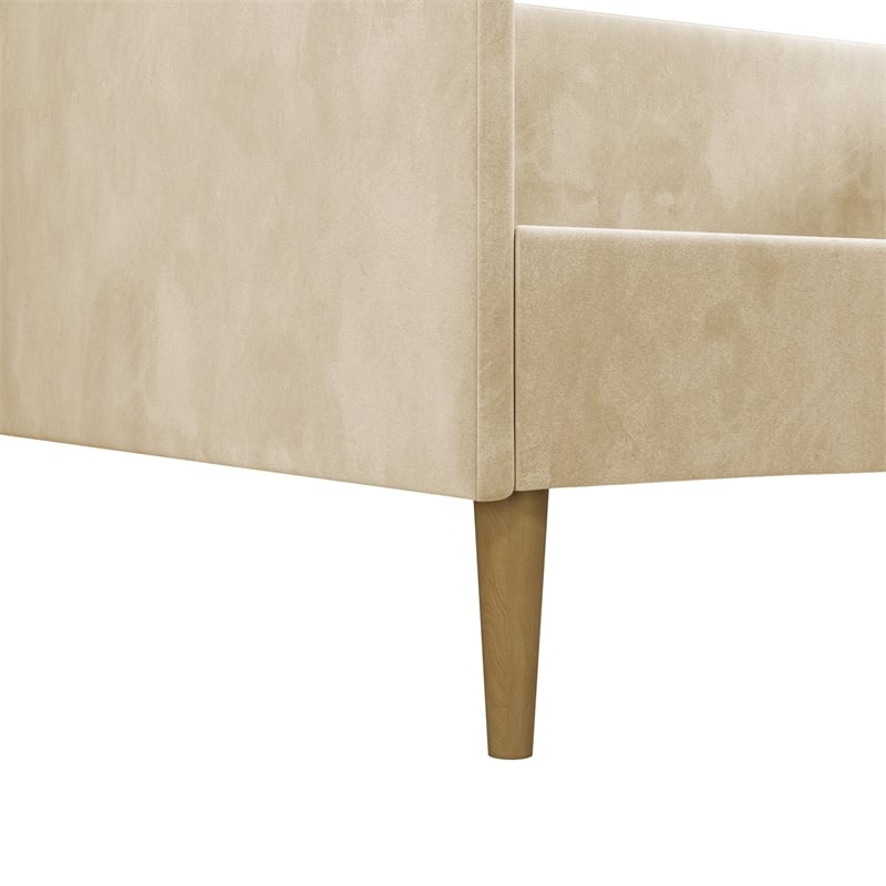 DHP Franklin Mid Century Upholstered Daybed Full Size in Tan Velvet