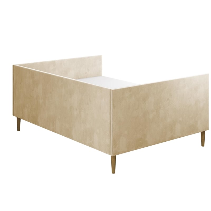 DHP Franklin Mid Century Upholstered Daybed Full Size in Tan Velvet