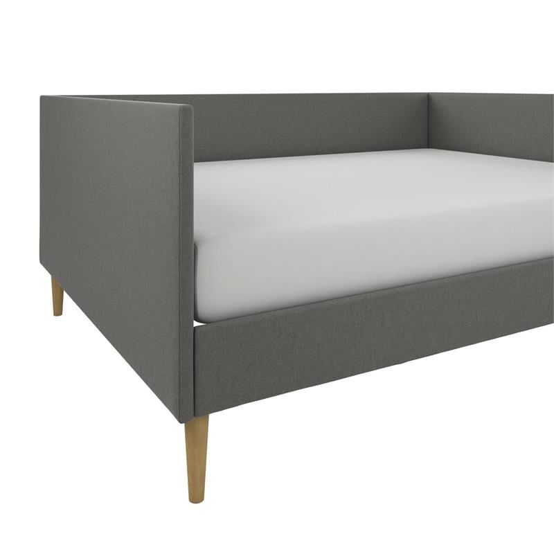 DHP Franklin Mid Century Upholstered Daybed Full Size in Grey Linen