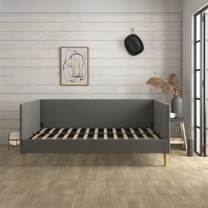 DHP Franklin Mid Century Upholstered Daybed Full Size in Grey Linen