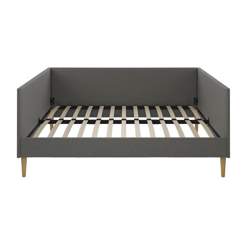 DHP Franklin Mid Century Upholstered Daybed Full Size in Grey Linen