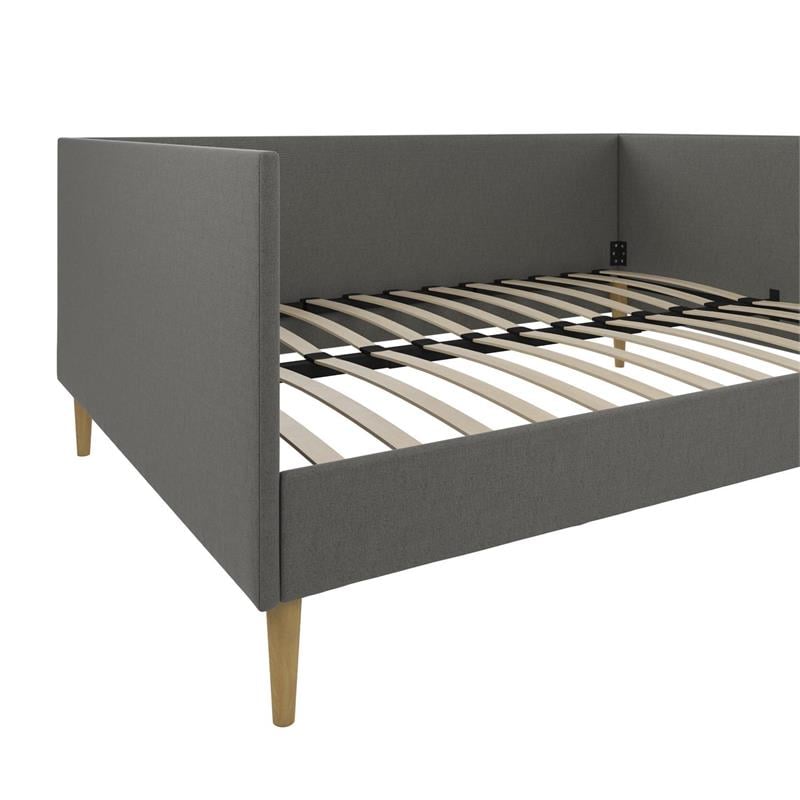 DHP Franklin Mid Century Upholstered Daybed Full Size in Grey Linen