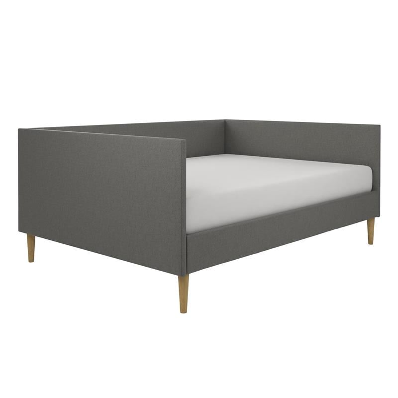 DHP Franklin Mid Century Upholstered Daybed Full Size in Grey Linen