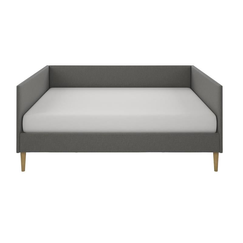 DHP Franklin Mid Century Upholstered Daybed Full Size in Grey Linen