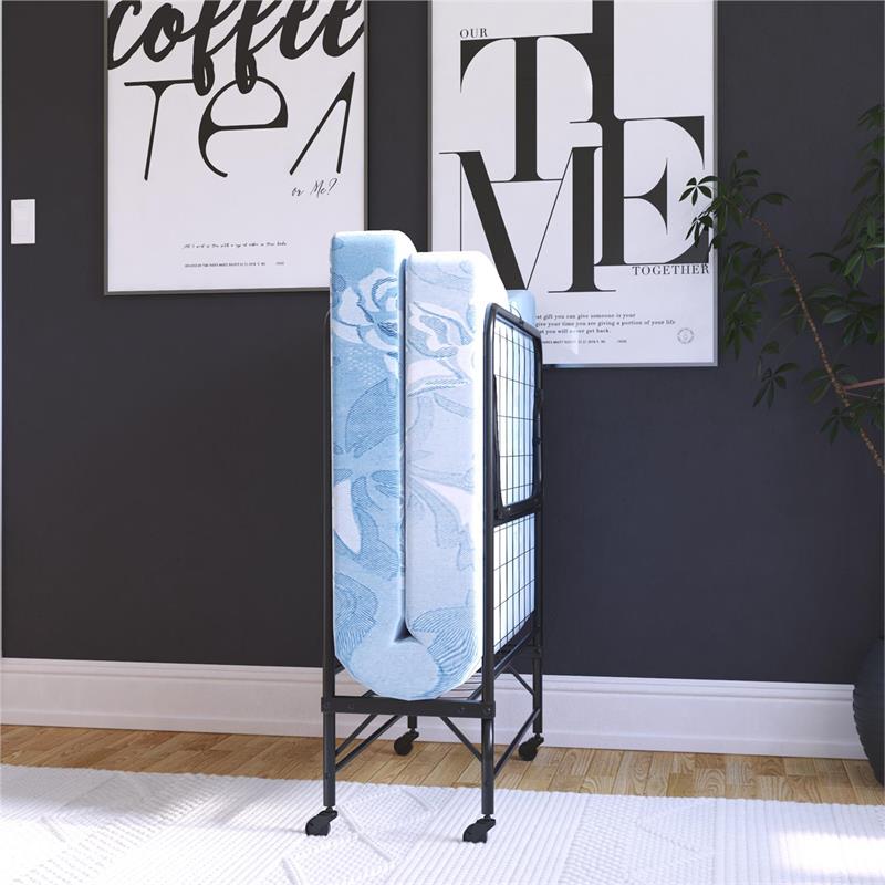 DHP Levy Folding Guest Bed with Metal Frame & 5 Inch Mattress Twin Size