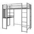 DHP Alana Twin Metal Loft Bed with Desk in Silver