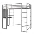 DHP Alana Twin Metal Loft Bed with Desk in Silver