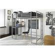 DHP Alana Twin Metal Loft Bed with Desk in Silver