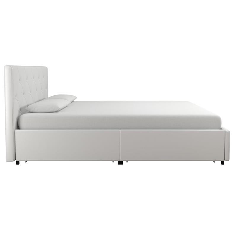 DHP Dean White Faux Leather Upholstered Queen Bed With Storage | Cymax ...