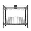 DHP Silver Screen Twin over Futon Metal Bunk Bed in Silver/Black