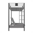 DHP Silver Screen Twin over Futon Metal Bunk Bed in Silver/Black