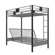 DHP Silver Screen Twin over Futon Metal Bunk Bed in Silver/Black