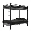 DHP Silver Screen Twin over Futon Metal Bunk Bed in Silver/Black