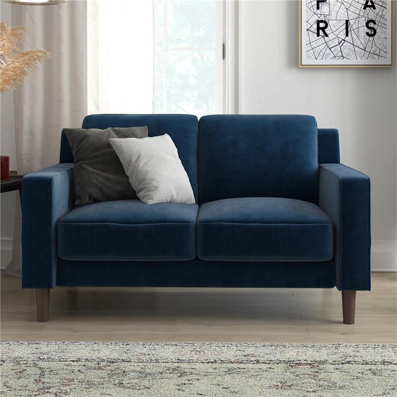 Navy blue velvet 2 best sale seater sofa