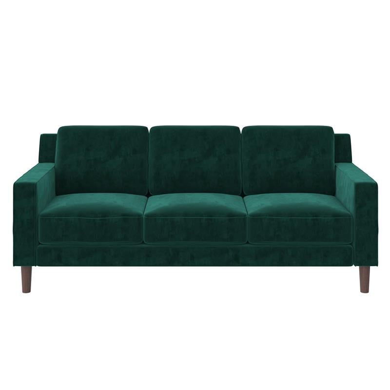 DHP Brynn 3 Seater Sofa in Green Velvet