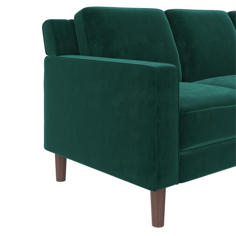 DHP Brynn 3 Seater Sofa in Green Velvet